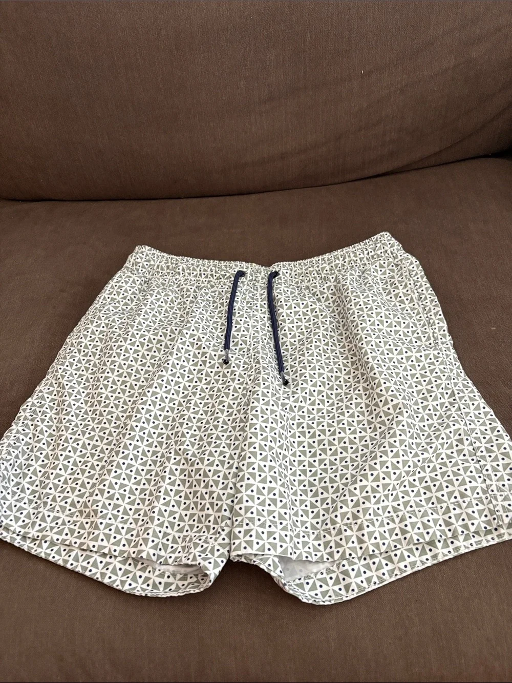 H&M White Geometric Print Men’s Swim Trunks